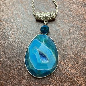 NEW Natural Geode Water Drop Shape Agate Pendant